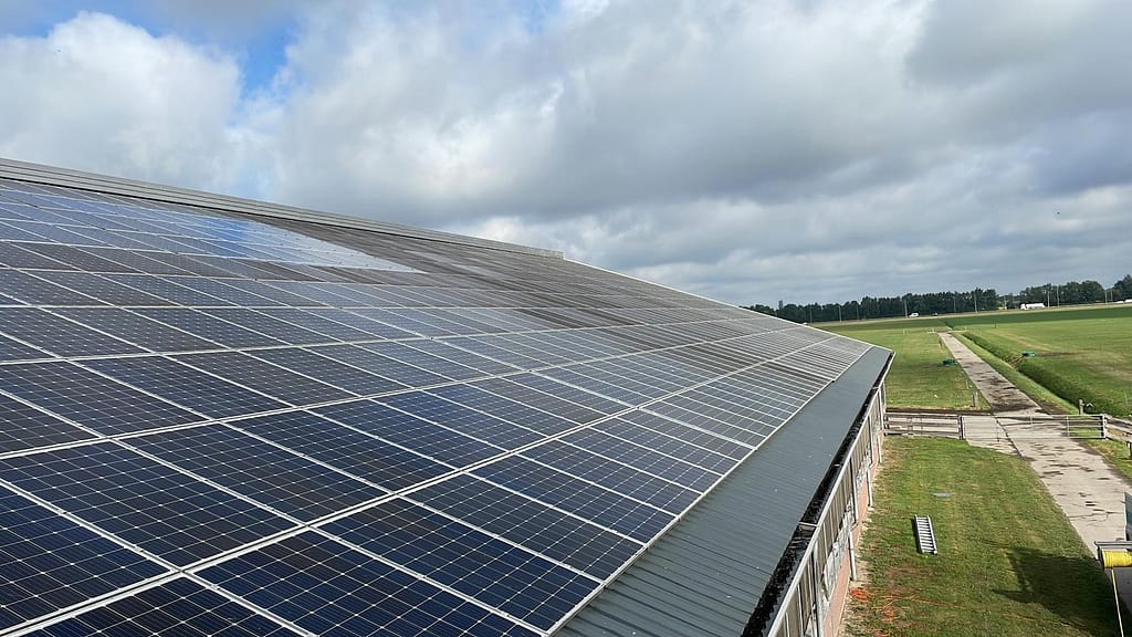 Zonnepanelen op dak van bedrijf Allart Buijert heeft een melkveebedrijf in Emmeloord.